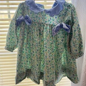 Floral Blue & Green Dress